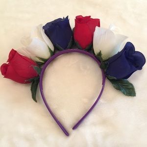 NWOT headband w/ red, white & blue roses